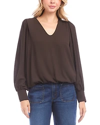 Karen Kane Puffed Sleeve V Neck Top