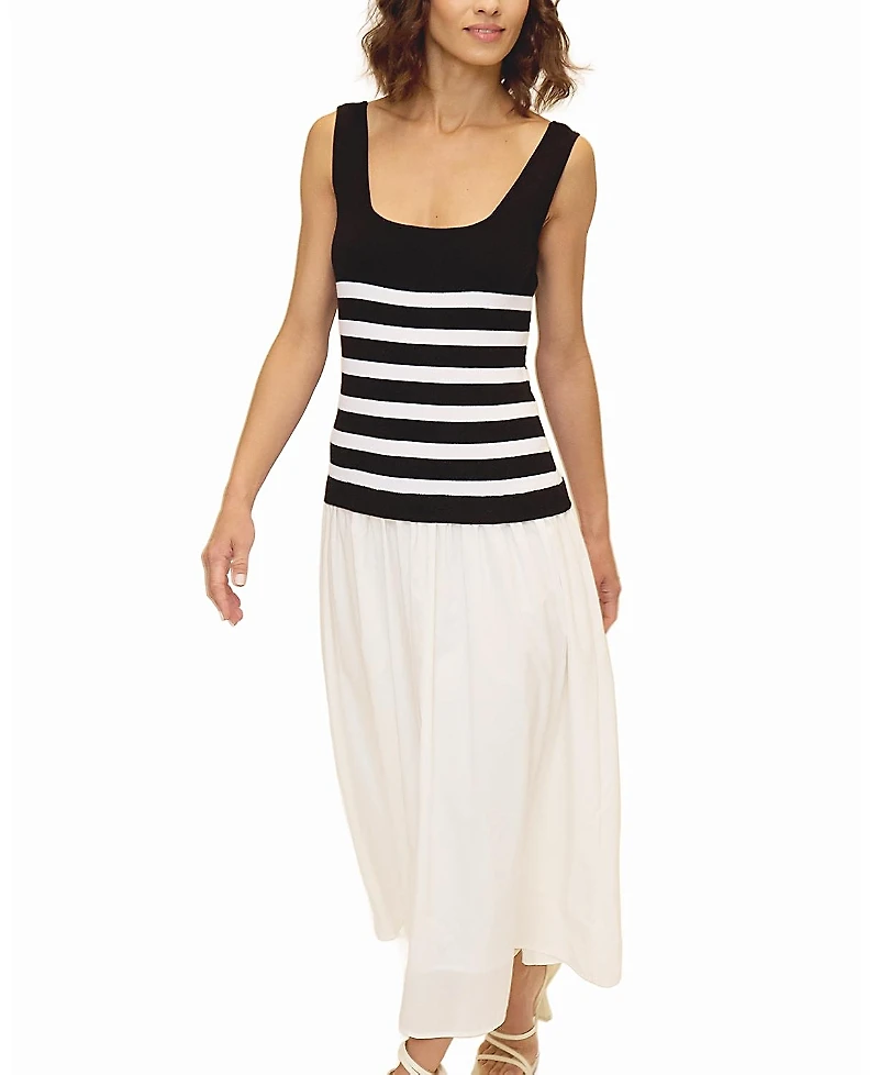 Central Park West Women's Sienna Squareneck Twofer Midi Dress