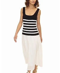 Central Park West Women's Sienna Squareneck Twofer Midi Dress