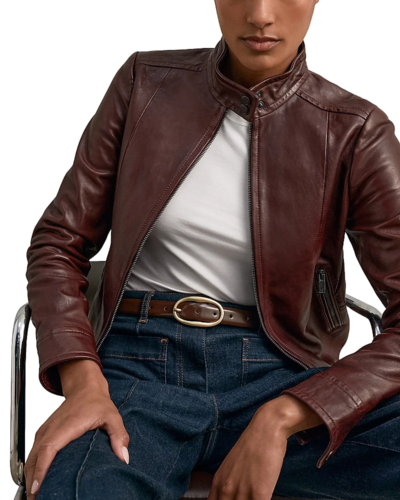 Reiss Astra Fitted Leather Jacket