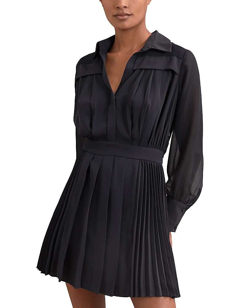 Reiss Giselle Pleat Flippy Minidress