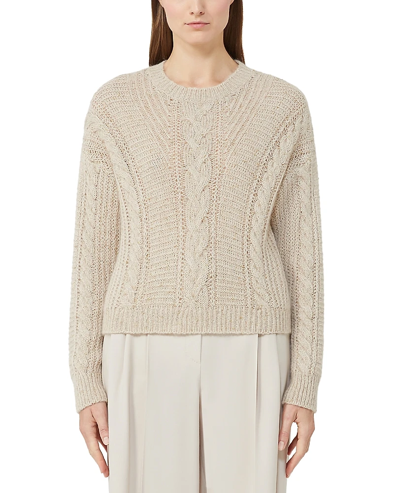 Max Mara Studio Crasso Crewneck Cable Knit Sweater