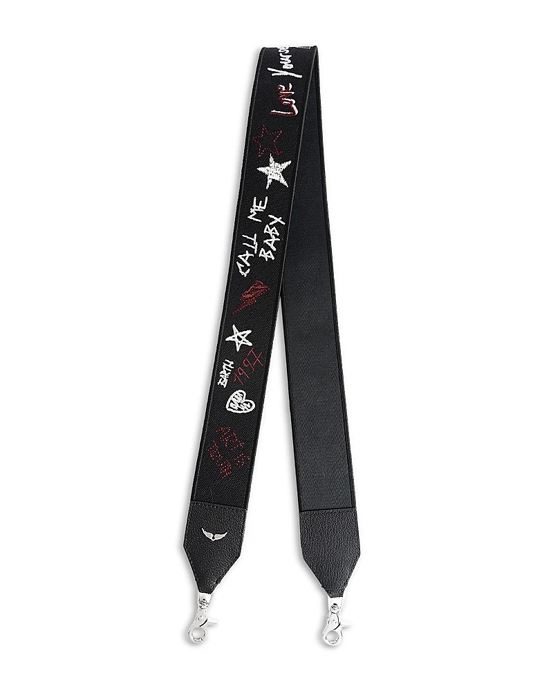 Zadig & Voltaire Punk Canvas Embroidered Bag Strap
