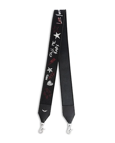 Zadig & Voltaire Punk Canvas Embroidered Bag Strap