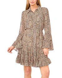 CeCe Tiered Flounce Sleeve Dress