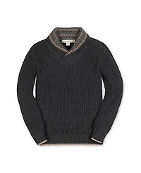 Hope & Henry Boys' Organic Long Sleeve Shawl Collar Sweater with Intarsia Detail - Little Kid, Big Kid