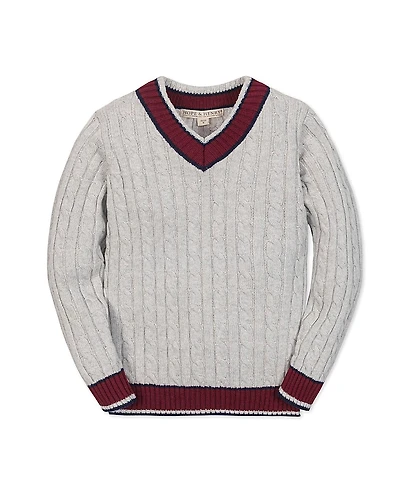 Hope & Henry Boys' Organic Long Sleeve V-Neck Cricket Sweater - Little Kid, Big Kid