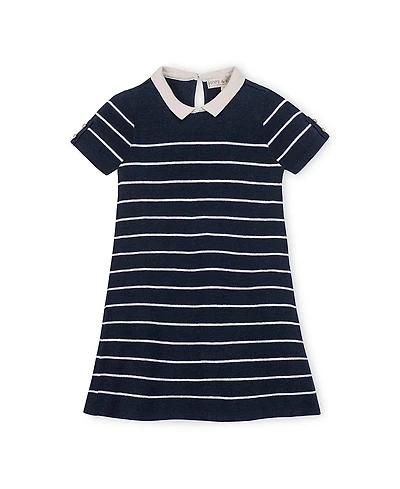 Hope & Henry Girls' Organic Short Sleeve Milano Sweater Dress with Collar - Little Kid, Big Kid