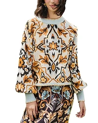 Farm Rio Winter Tapestry Round Neck Sweater