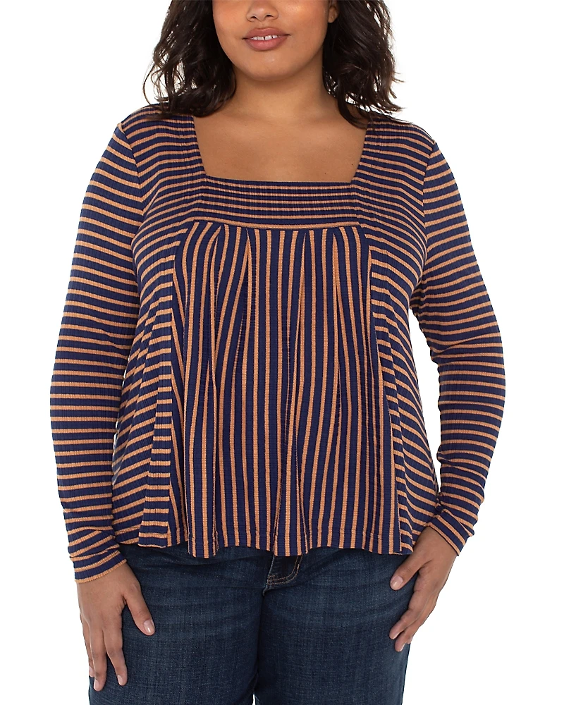 Liverpool Los Angeles Plus Long Sleeve Square Neck Knit Top