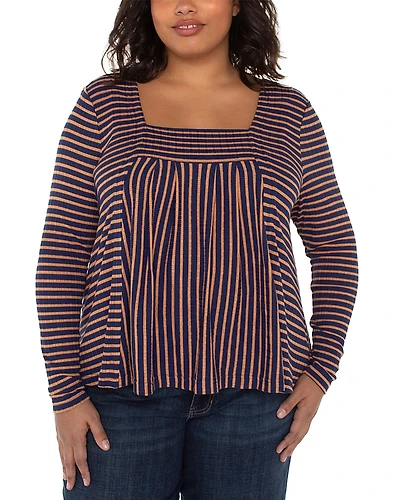 Liverpool Los Angeles Plus Long Sleeve Square Neck Knit Top