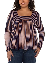 Liverpool Los Angeles Plus Long Sleeve Square Neck Knit Top