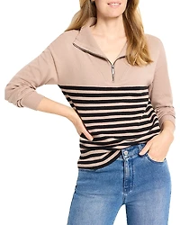 Nic+Zoe Zip Neck Saddle Sweater