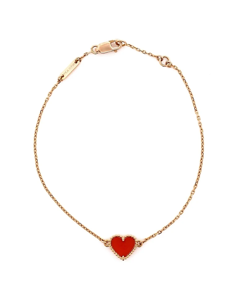 Pre-Owned Van Cleef & Arpels Sweet Alhambra Heart Bracelet 18K Rose Gold Carnelian