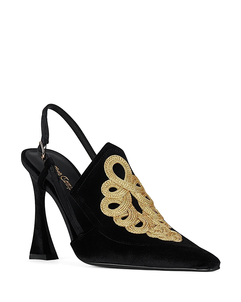 Jeffrey Campbell Women's Huzzah Embroidered Slingback Pumps