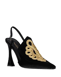 Jeffrey Campbell Women's Huzzah Embroidered Slingback Pumps
