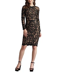 Tadashi Shoji Nerra Embroidered Illusion Dress
