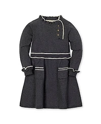 Hope & Henry Girls' Organic Long Sleeve Ruffle Trim Sweater Dress - Little Kid, Big Kid