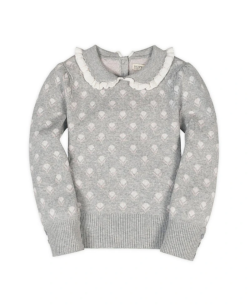 Hope & Henry Organic Long Sleeve Peter Pan Collar Sweater - Big Kid