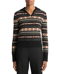 Vince Fair Isle Cashmere Polo Sweater