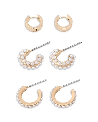 Allsaints Faux Pearl Trio Huggie Earring Set