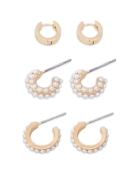 Allsaints Faux Pearl Trio Huggie Earring Set