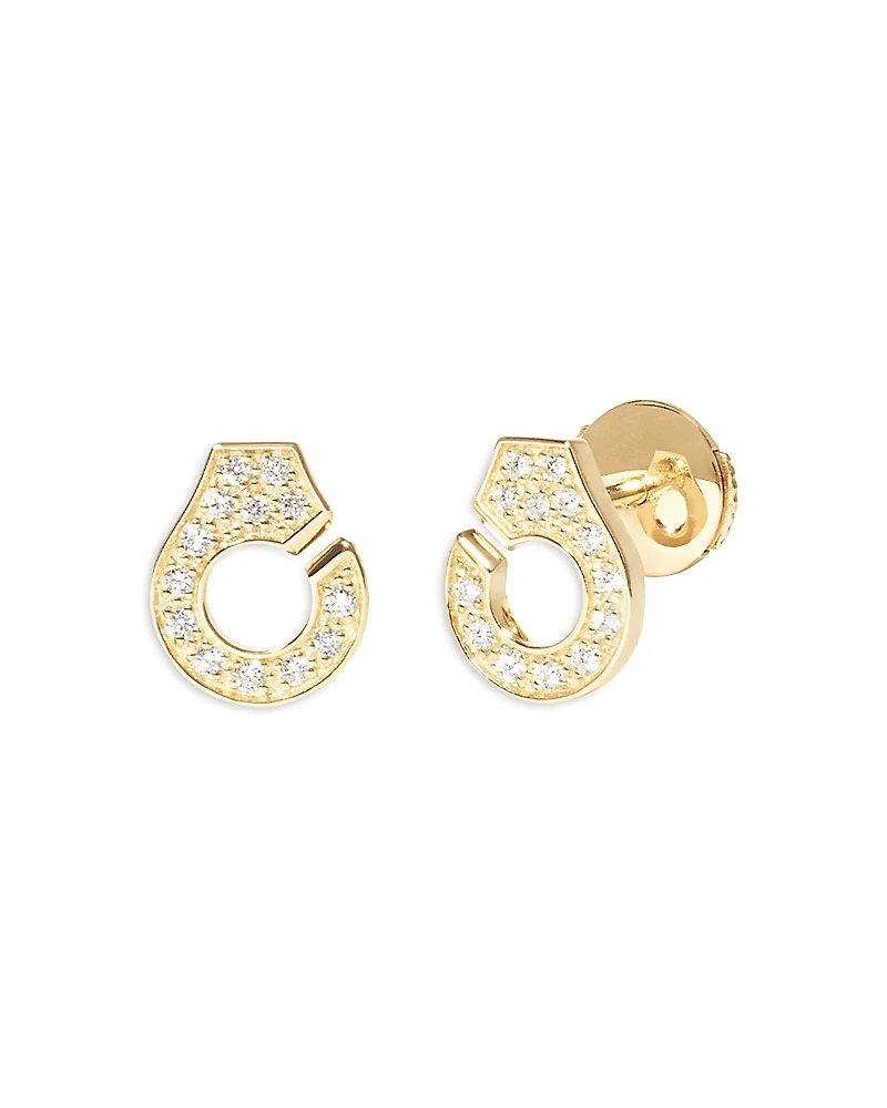 Dinh Van 18K Yellow Gold Menottes Dinh Van Diamond Stud Earrings