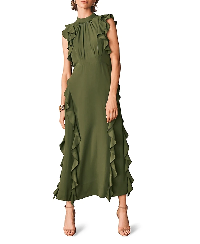 Mint Velvet Women's High Neck Ruffle Maxi Dress
