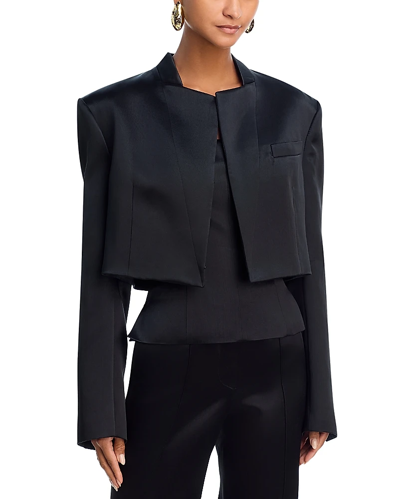 Helmut Lang Cropped Satin Blazer