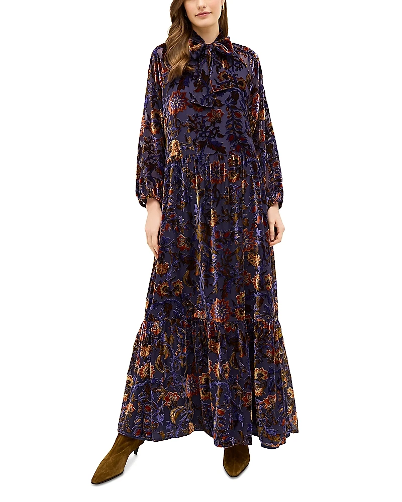 Marie Oliver Kris Velvet Embroidered Maxi Dress