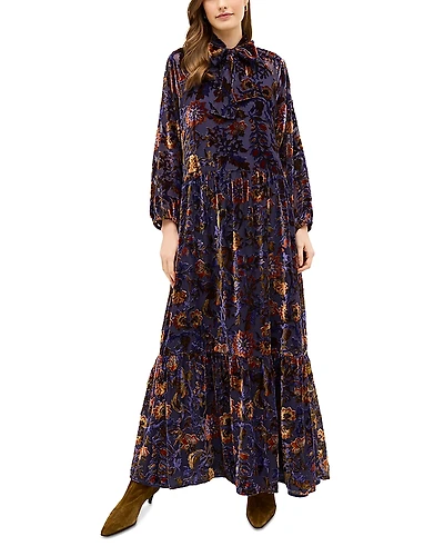 Marie Oliver Kris Velvet Embroidered Maxi Dress