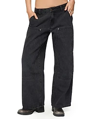 Edikted Petite Ayla Low Rise Carpenter Black Wash Jeans