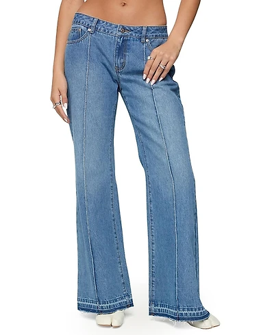 Edikted Nerissa Low Rise Flared Medium Rinse Wash Jeans