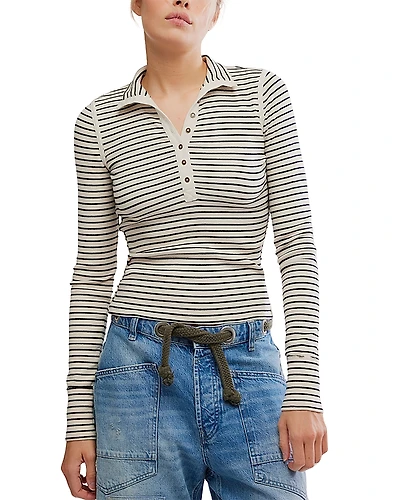 Free People Lake Henley Striped Top