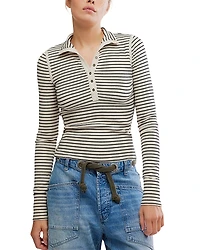 Free People Lake Henley Striped Top