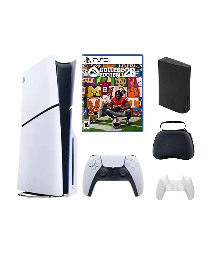 Sony PlayStation 5 Slim Disc Bundle with College Football 26 Game and Accessories