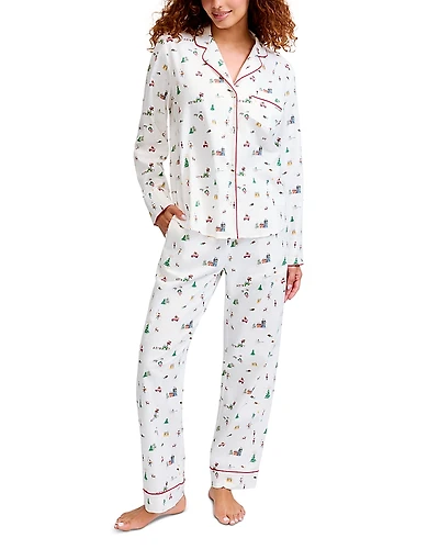Petite Plume Holiday Town Twill Pajama Set