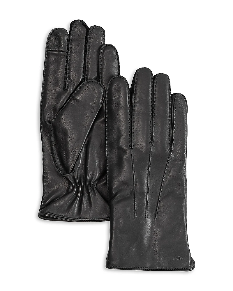 Echo Stitch Detail Leather Tech Gloves