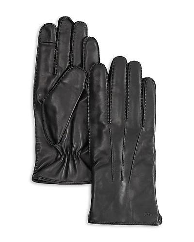 Echo Stitch Detail Leather Tech Gloves