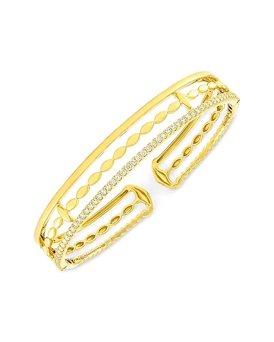 Etho Maria 18K Yellow Gold My Etho Ii Diamond Triple Row Cuff Bracelet