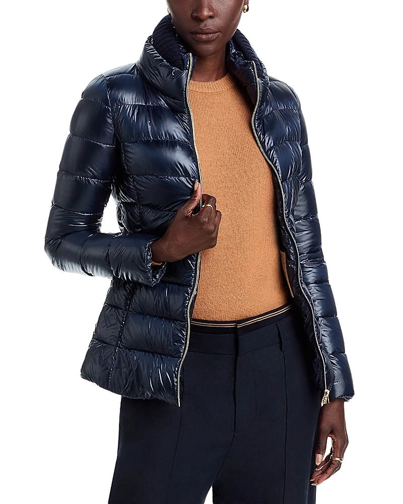 Herno Iconico Claudia Knit Nylon Ultralight Fitted Down Coat