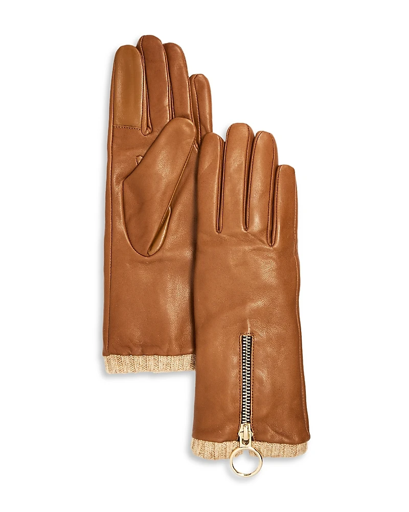 Bloomingdale's Cashmere Lined Leather Zip Gloves - Exclusive