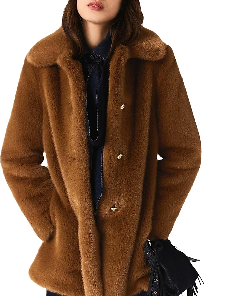 Maje Gaspard Faux Fur Coat