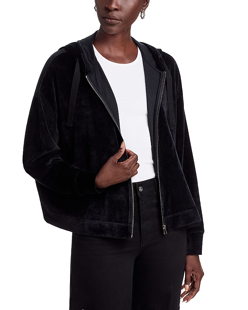 Majestic Filatures Velour Zip Front Hoodie