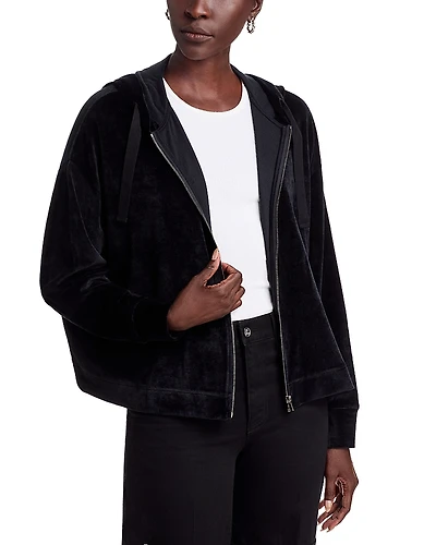 Majestic Filatures Velour Zip Front Hoodie