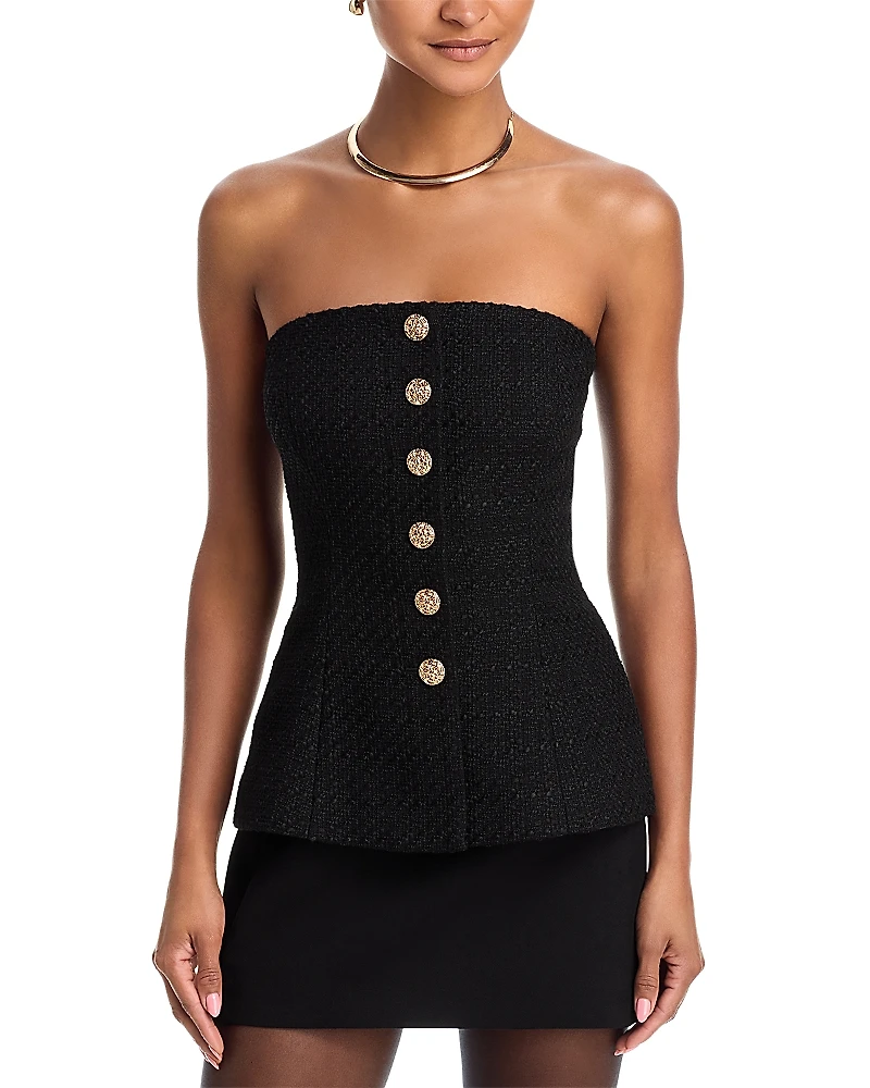 French Connection Structured Tweed Strapless Top