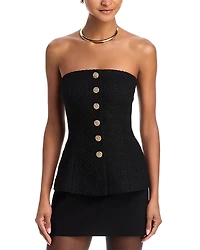 French Connection Structured Tweed Strapless Top