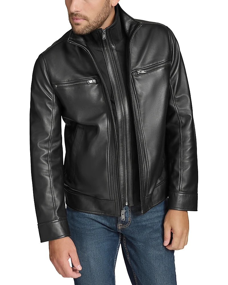 Andrew Marc Winton Leather Bomber Jacket