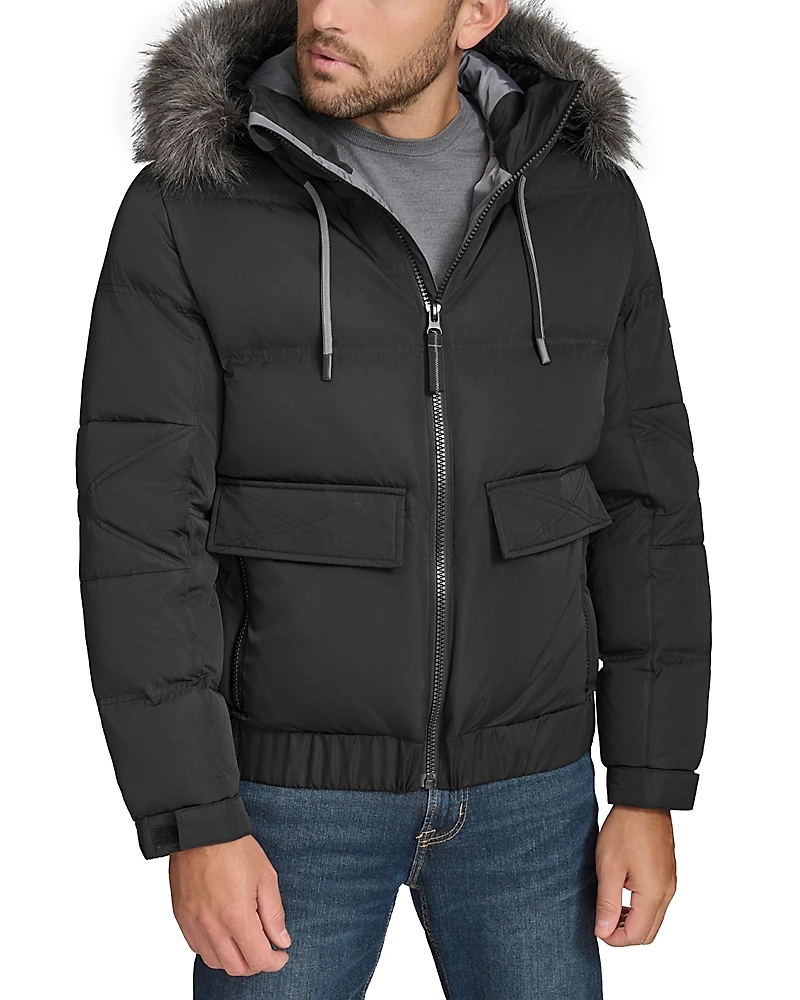 Andrew Marc Lithgow Bomber Jacket with Removable Hood