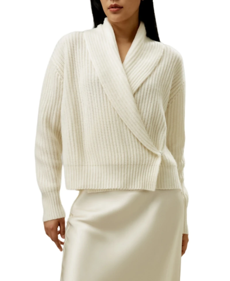 Lilysilk Shawl Collar Drop Shoulder Knit Cardigan